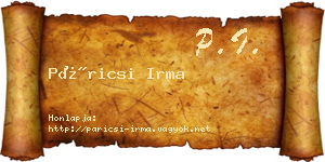 Páricsi Irma névjegykártya